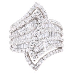 Anillo grande con diamantes de 2,75 ctw, oro blanco de 18 quilates, talla 7