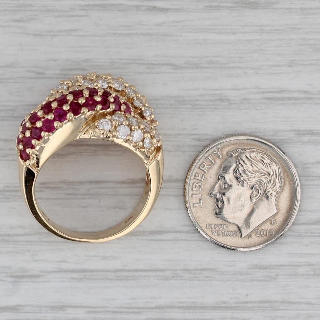 2.75ctw Ruby Diamond Knot Ring 14k Yellow Gold Size 6.75 Cocktail For Sale 2