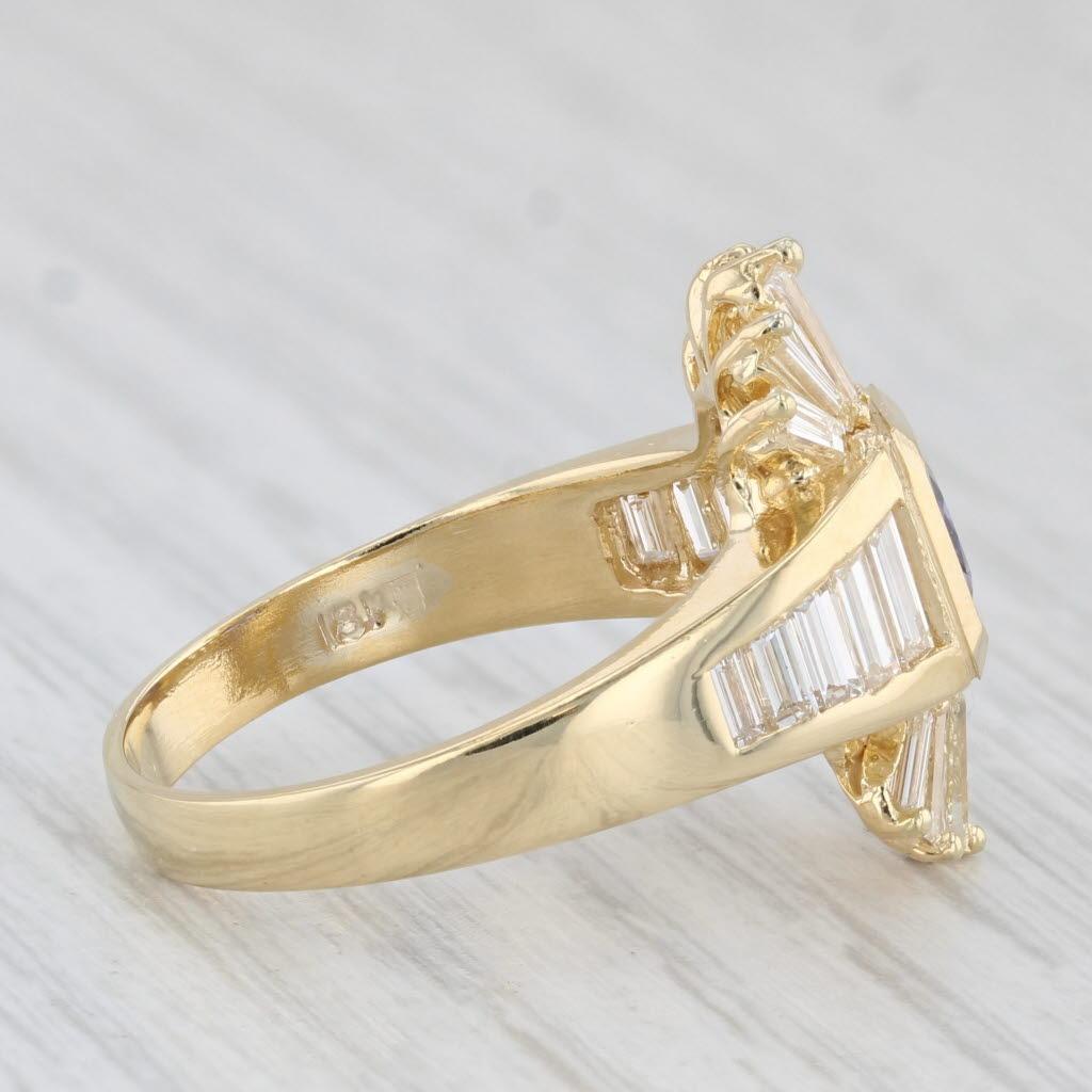 da uomo o donna Anello con diamante tanzanite da 2,75 carati in oro giallo 18 carati, misura 8,75 Cocktail in vendita