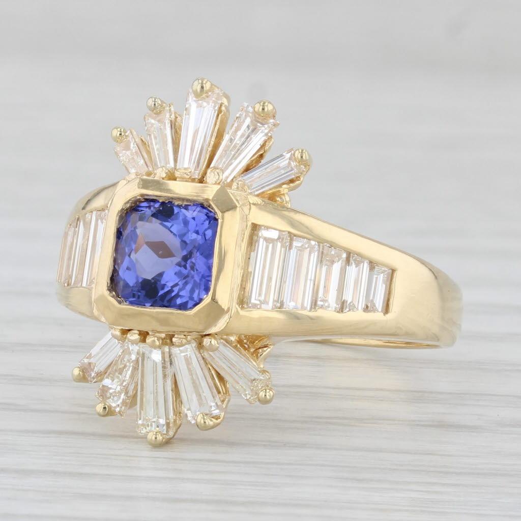 Anello con diamante tanzanite da 2,75 carati in oro giallo 18 carati, misura 8,75 Cocktail in vendita 1