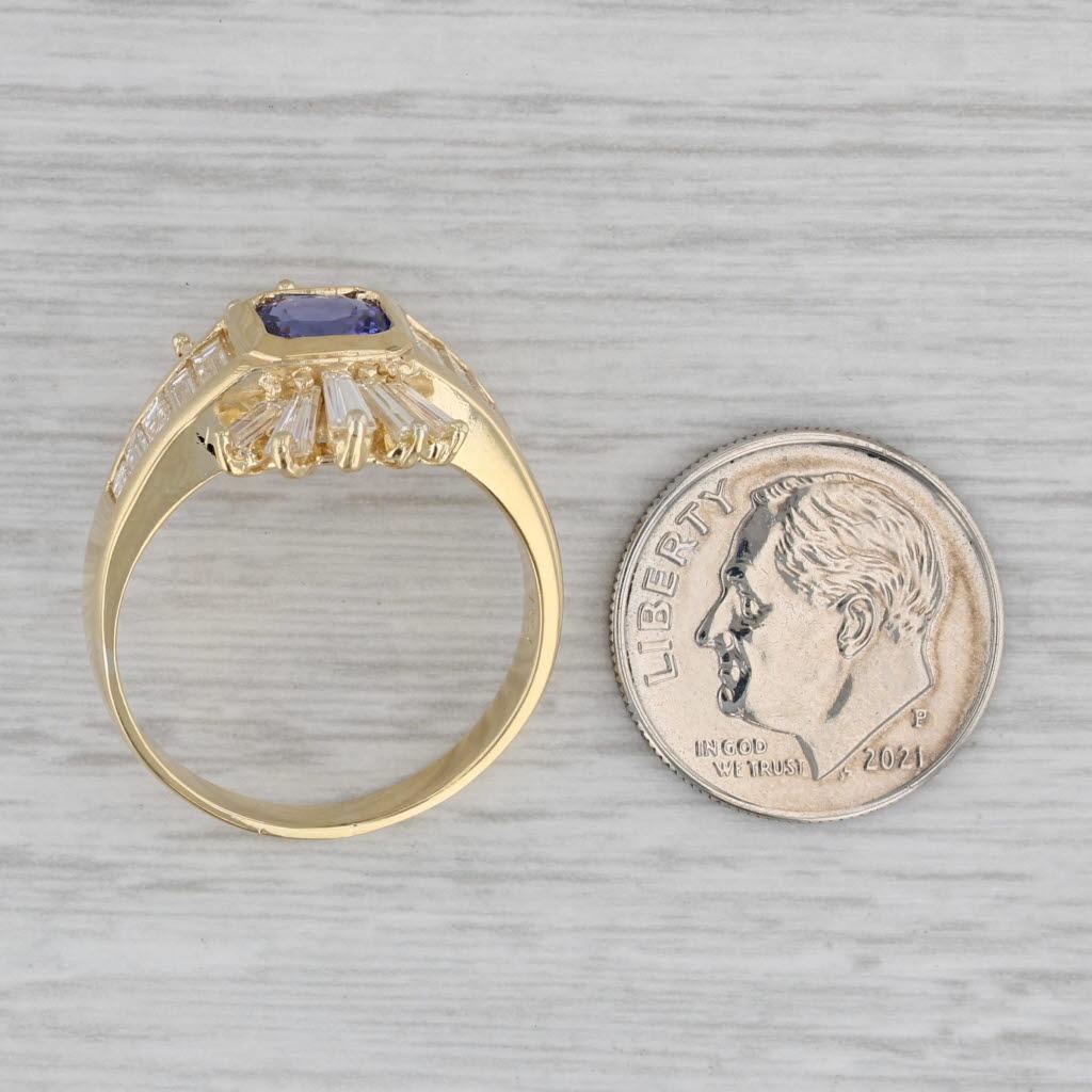 Anello con diamante tanzanite da 2,75 carati in oro giallo 18 carati, misura 8,75 Cocktail in vendita 2