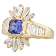 Anello con diamante tanzanite da 2,75 carati in oro giallo 18 carati, misura 8,75 Cocktail