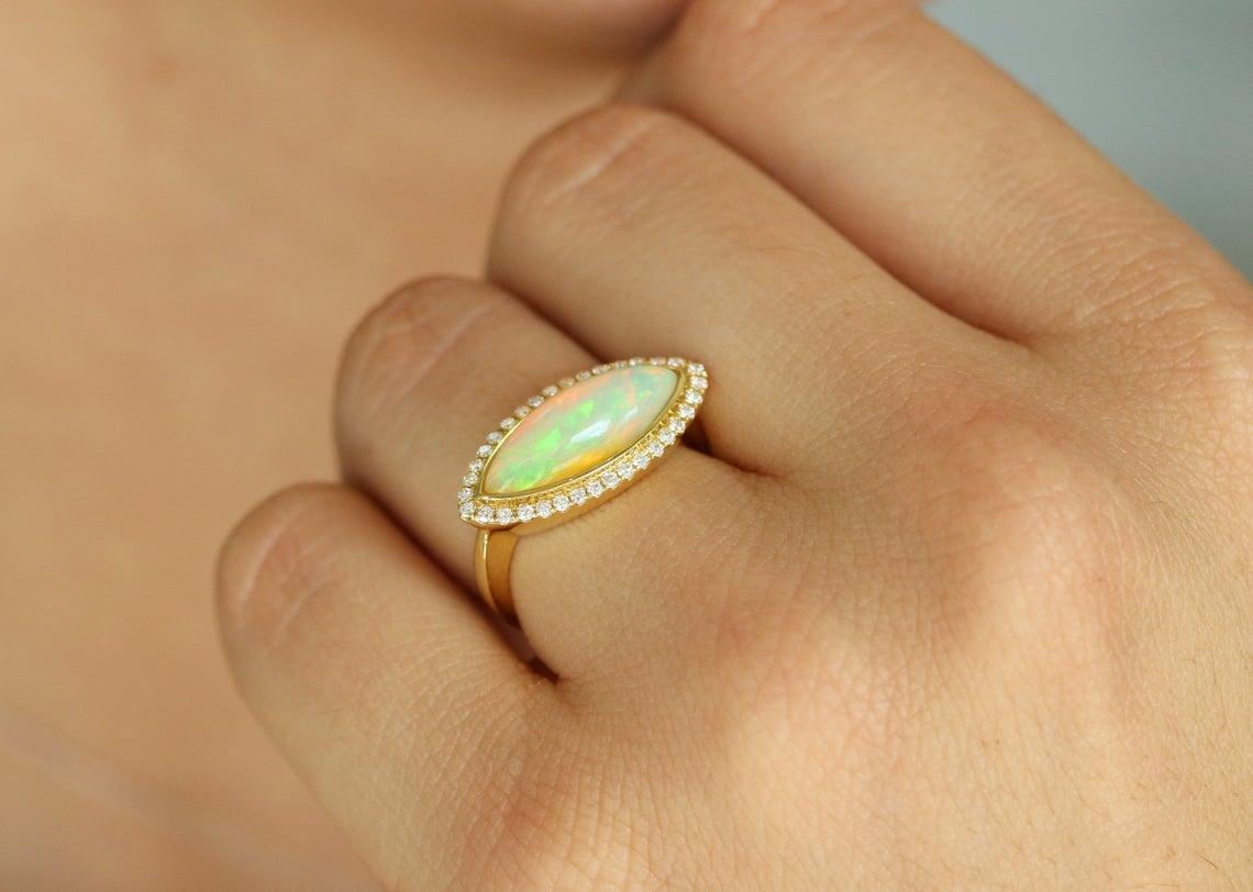 opal marquise ring