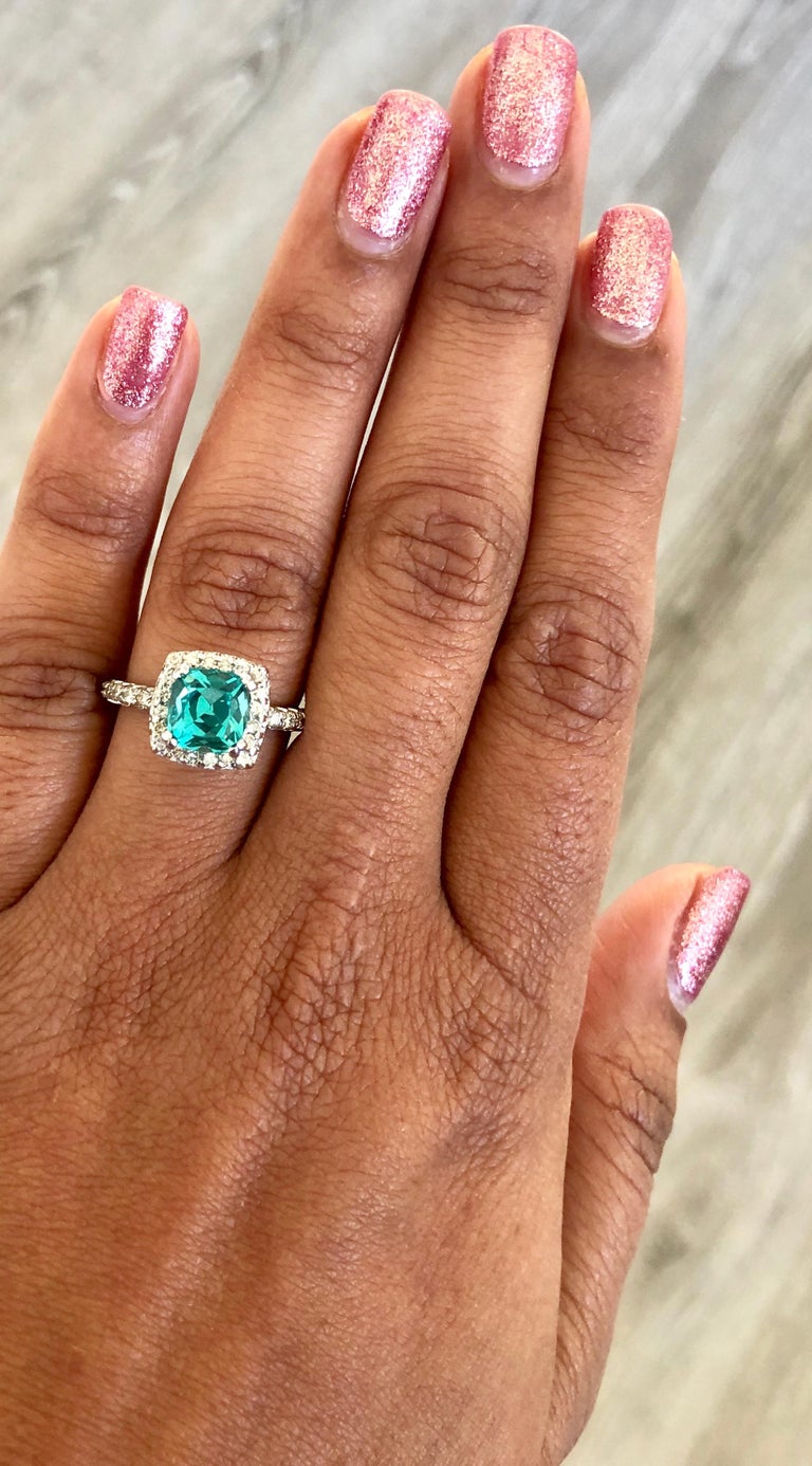 2.76 Carat Apatite Diamond Ring 14 Karat White Gold Ring In New Condition For Sale In Los Angeles, CA