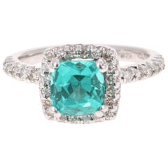 Anello con diamante di apatite da 2,76 carati Anello in oro bianco da 14 carati