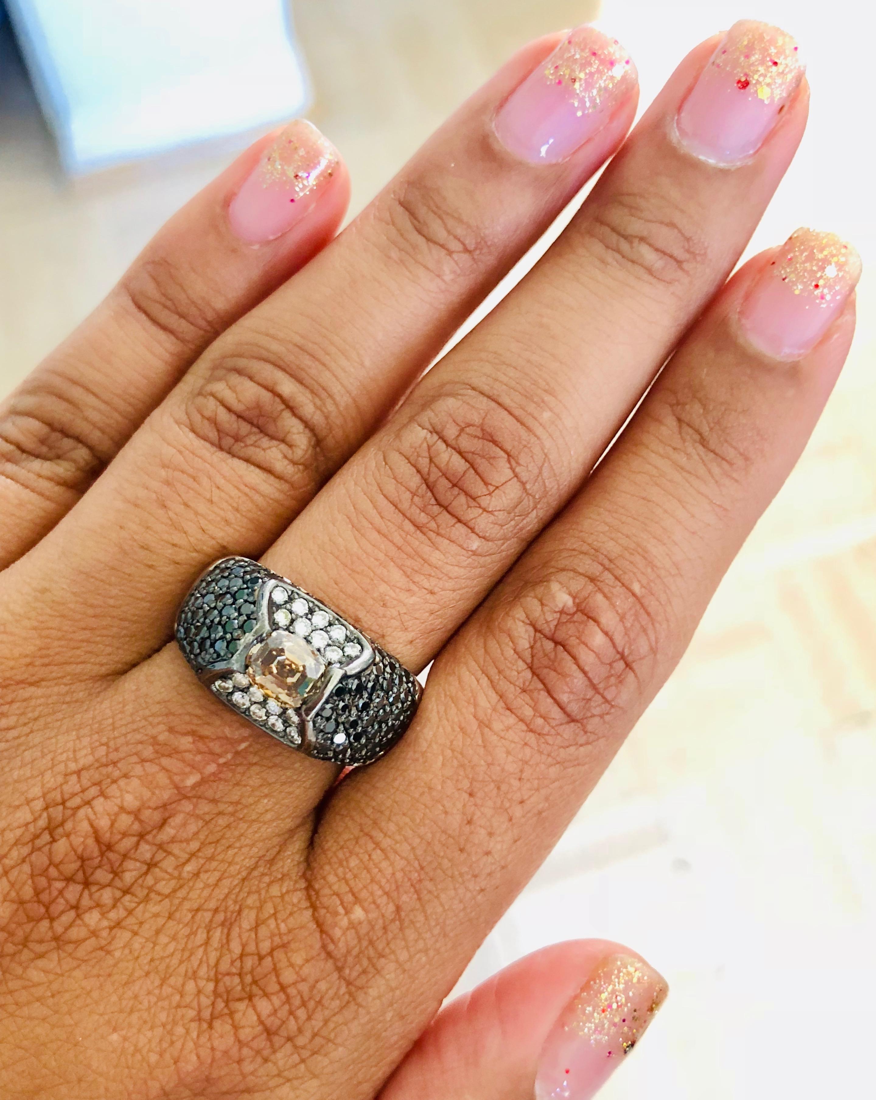 2.76 Carat Black and Fancy Colored Diamond White Gold Cocktail Ring In New Condition In Los Angeles, CA