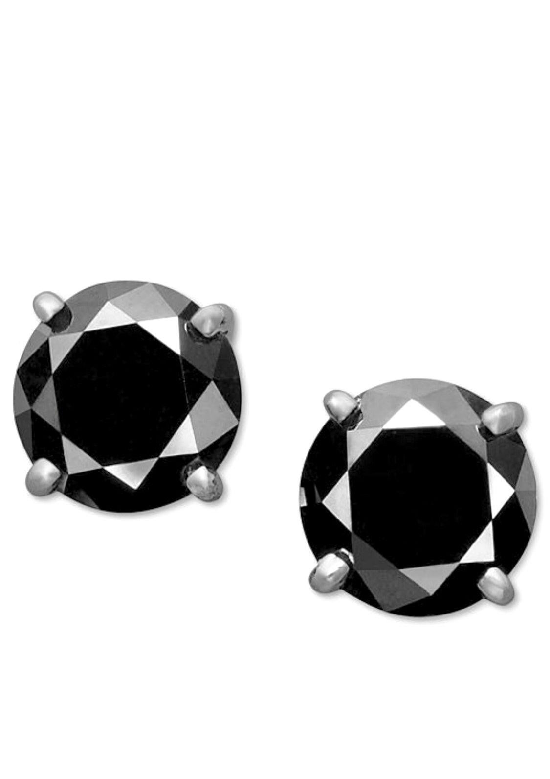 Art Deco 2.76 Carat Black Diamond Studs for Ballerina Interchangeable Earrings