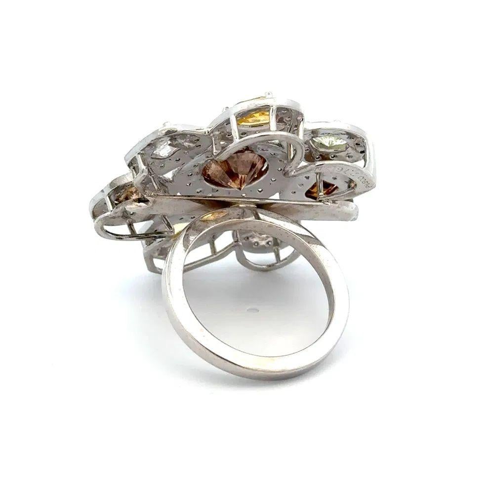 2.76 Carat Brown Diamond Fancy and White Color Diamond Platinum Statement Ring In Excellent Condition For Sale In Montreal, QC