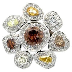 Anillo de platino con diamante de fantasía marrón de 2,76 quilates y diamante de color blanco