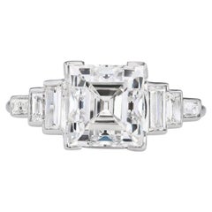 2.76-Carat Carré Cut Diamond Art Deco Ring