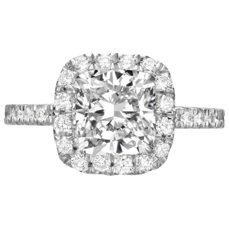 2.76 Carat Cushion Cut Diamond Engagement Ring For Sale