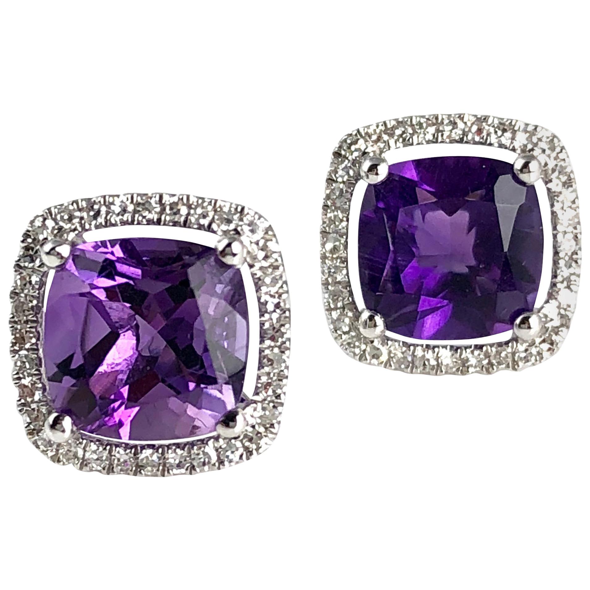 Introducing these stunning halo stud earrings, a true masterpiece of elegance and sophistication. Crafted with the utmost care and precision, they are designed to captivate and complement your style.

Fine Amethyst Brilliance: The earrings feature a