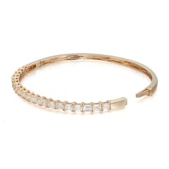 2.70 Carat Emerald Cut Diamond Bangle Bracelet 18K Yellow Gold
