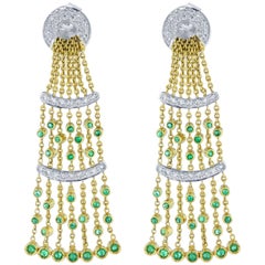 Orecchini in oro 18K con diamante e smeraldo naturale da 2,76 carati fatti a mano