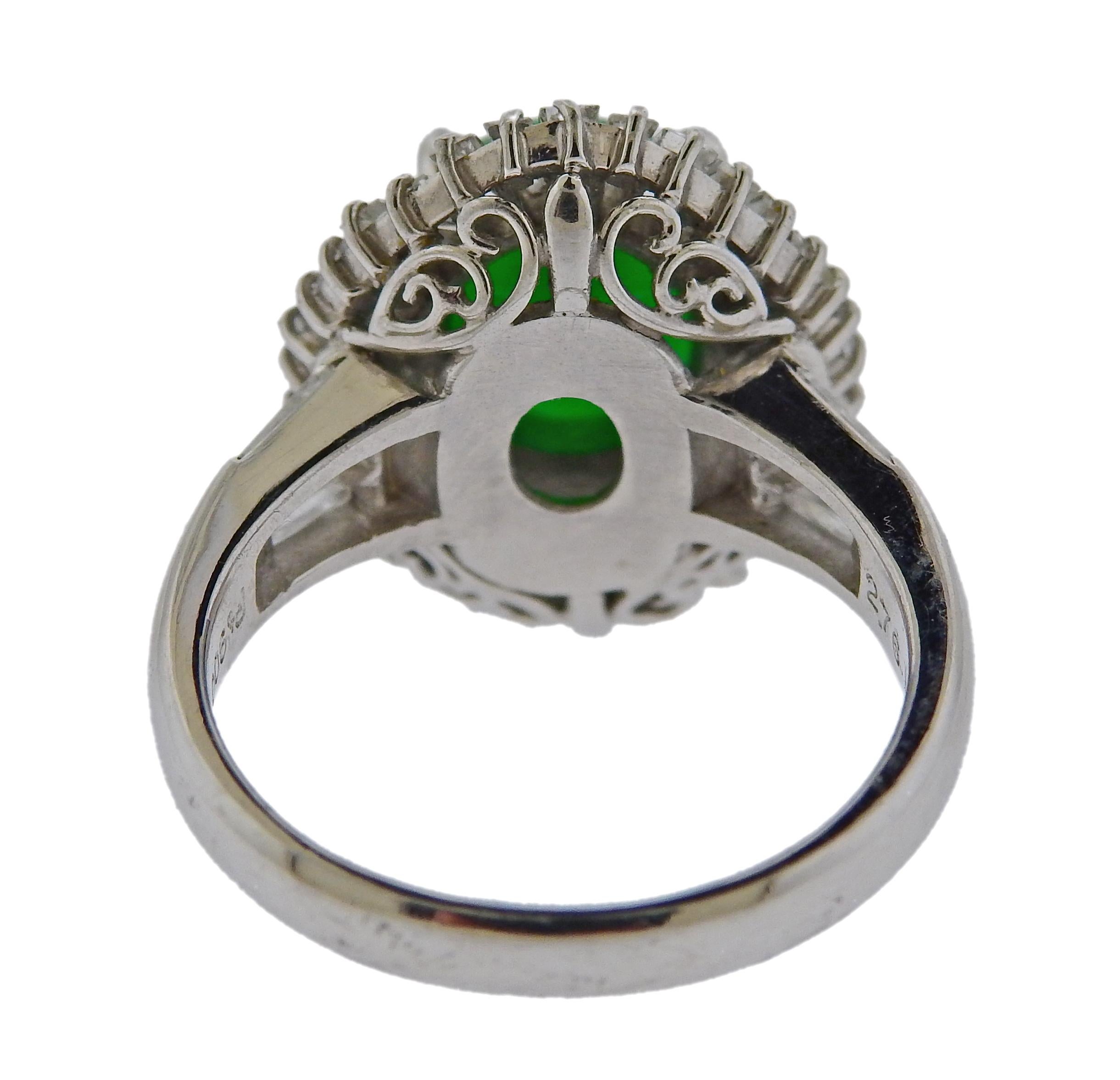 2.76 Carat Jade Diamond Platinum Ring In Excellent Condition For Sale In Lambertville, NJ