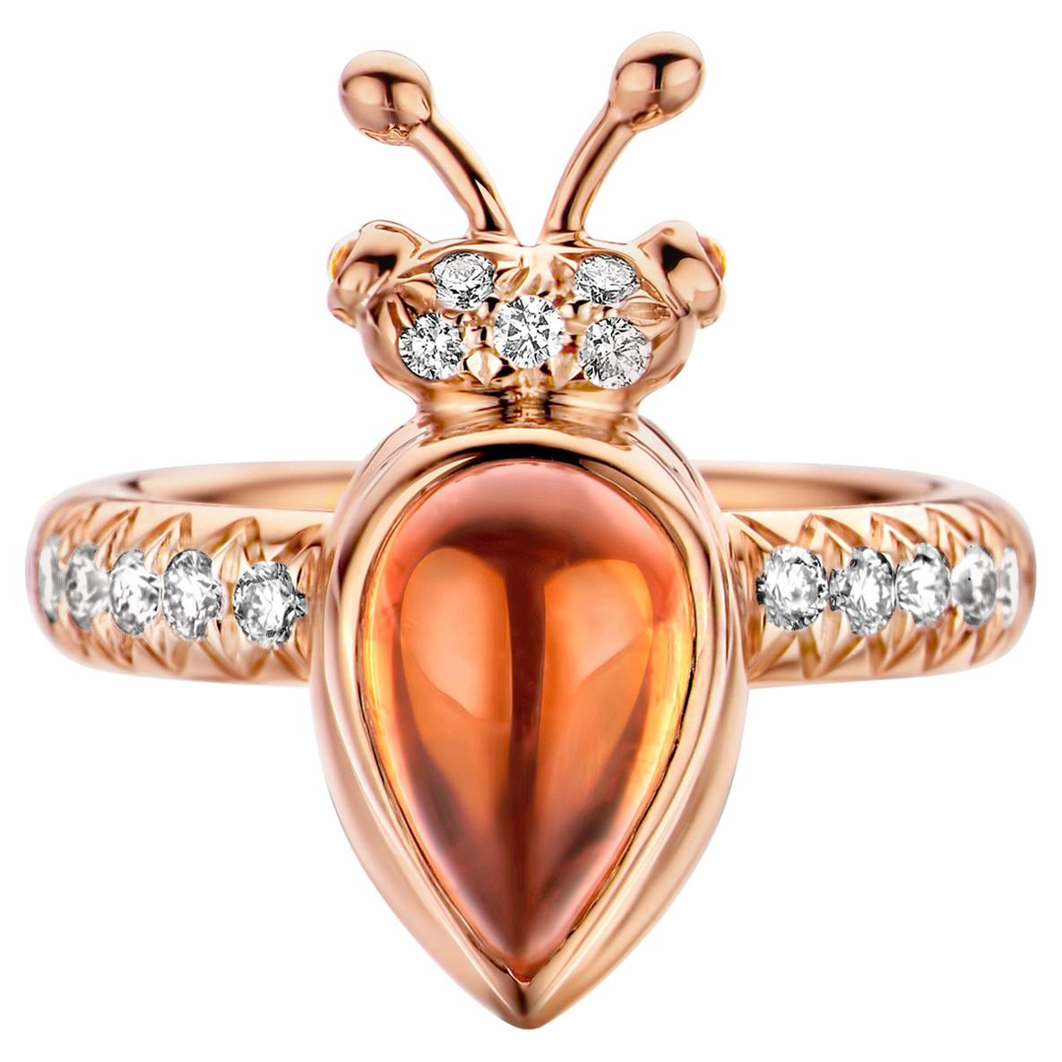 2.76Ct Mandarine Garnet And Tsavorite 18K Rose Gold Diamond Modern Ring