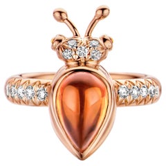 2,76 Karat Mandarine Granat und Tsavorit 18K Roségold Diamant Moderner Ring