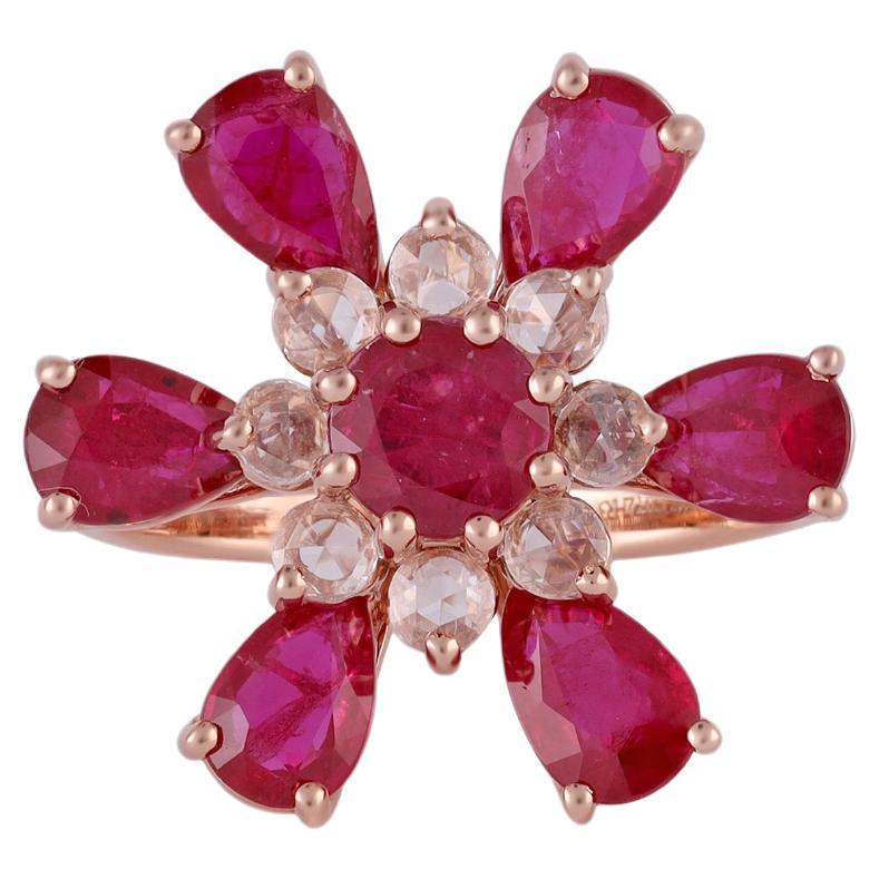 2.76 Carat Mozambique  Ruby and Diamond Classic Ring Set in 18k Gold For Sale