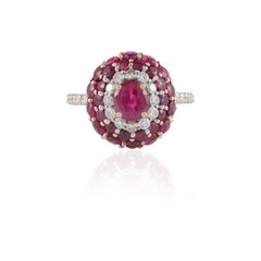 2,76 Karat natürlicher Rubin-Cluster-Ring aus 14k massivem Roségold mit Diamanten