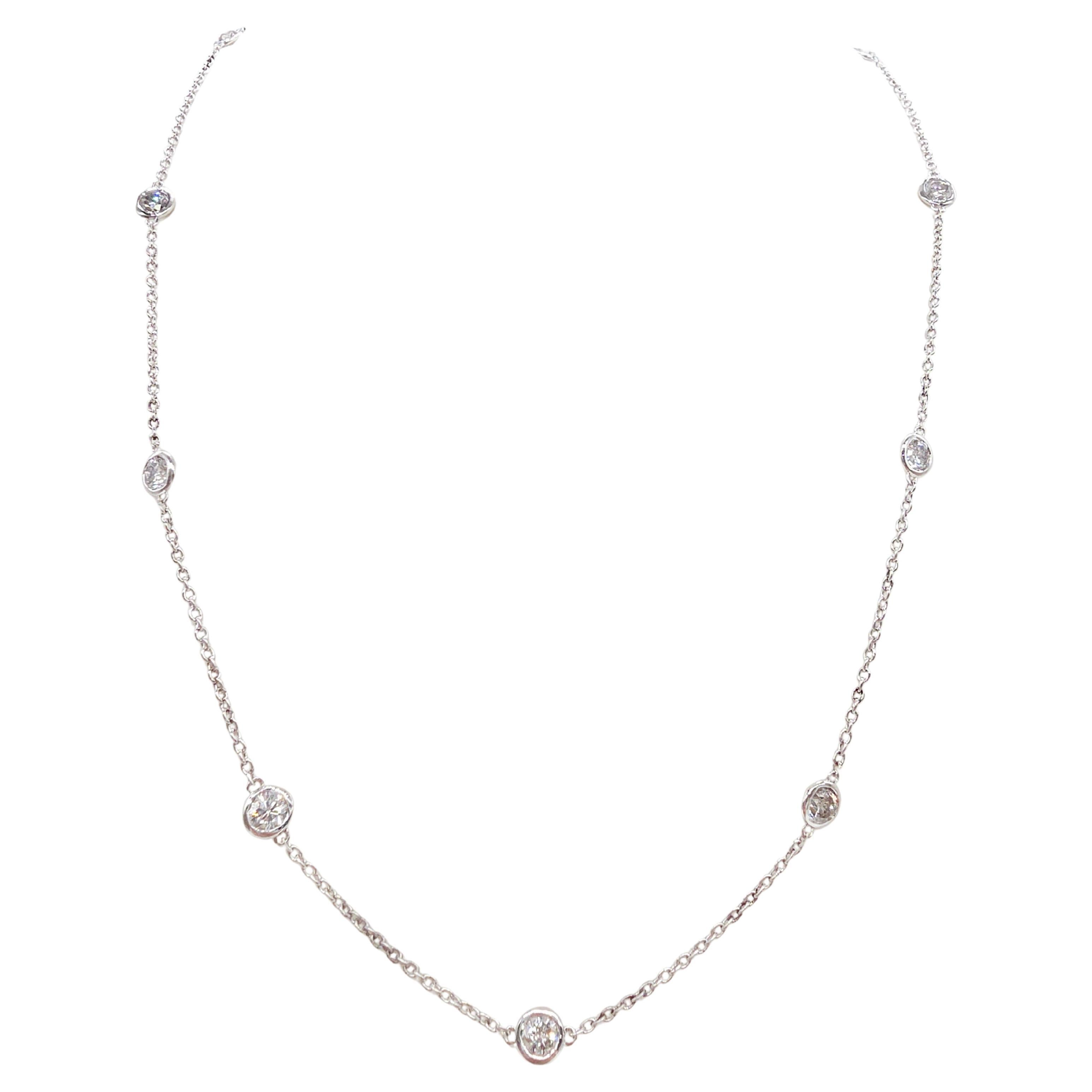 Collar de diamantes naturales de 2,76 quilates, oro blanco de 14 quilates, 18 pulgadas