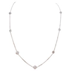 2.76 Carat Nature Diamond By The Yard Necklace 14 Karat White Gold 18

