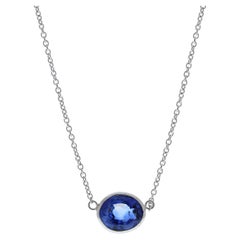 2.76 Carat Oval Sapphire Blue Fashion Necklaces In 14k White Gold