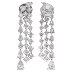 Pendientes araña de pera y diamantes redondos de 2,76 quilates Joyas de oro blanco de 18 quilates