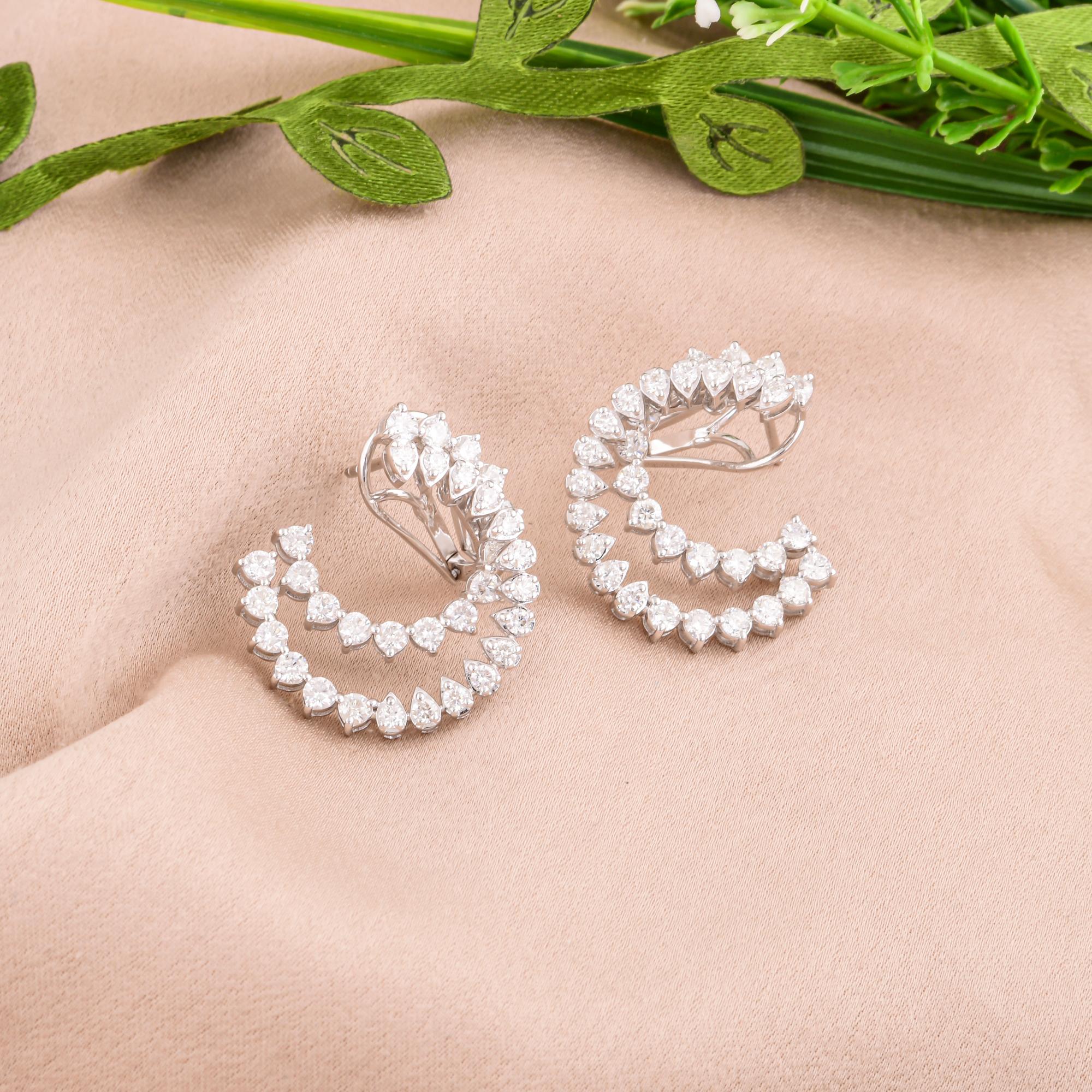 2,76 Karat SI/H Diamant-Ohrringe aus 18 Karat Weißgold mit rundem Brillantschliff (Moderne) im Angebot