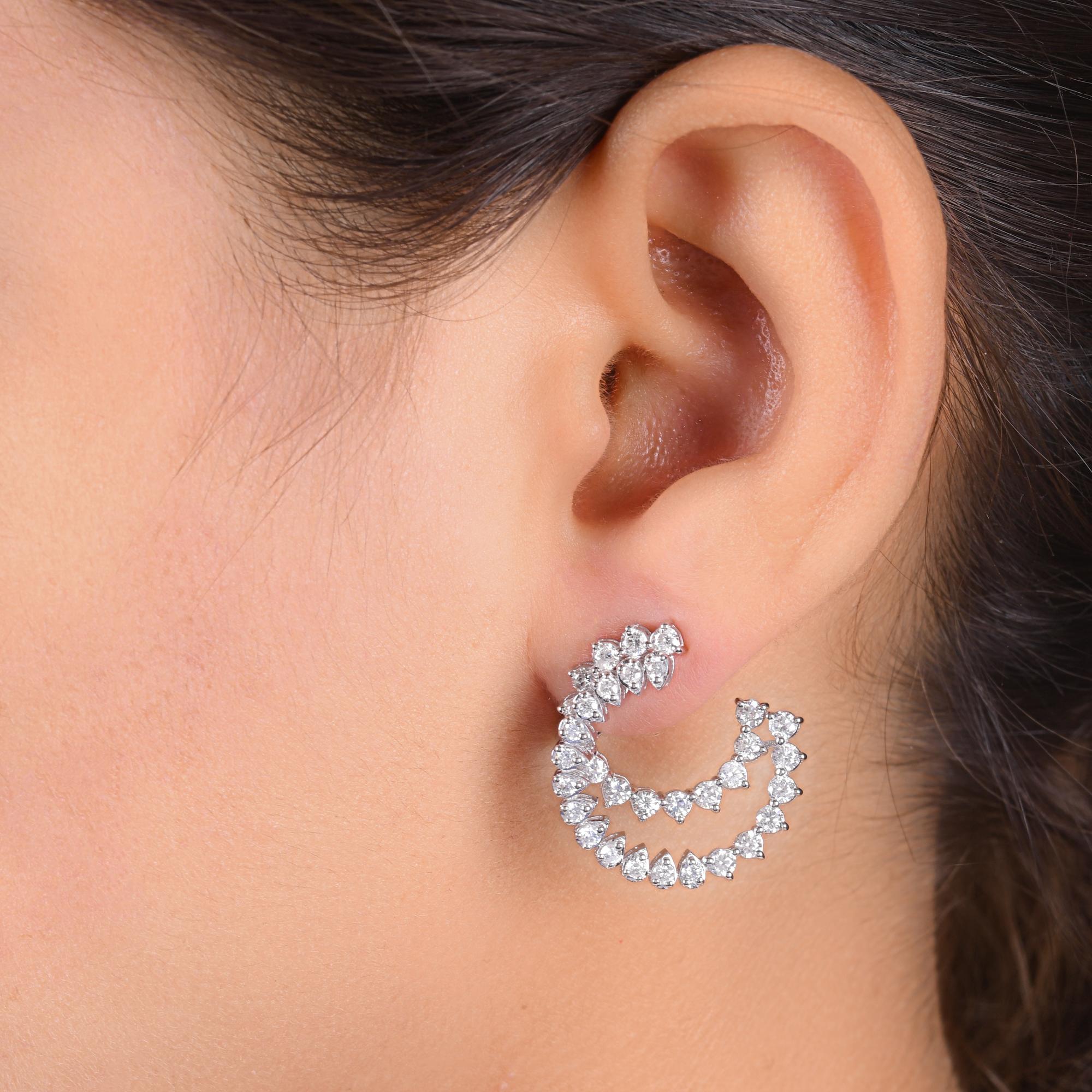 2,76 Karat SI/H Diamant-Ohrringe aus 18 Karat Weißgold mit rundem Brillantschliff (Rundschliff) im Angebot