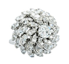 2.76 Carats Total Diamond Ballerina Domed Cocktail Ring in 14 Karat White Gold