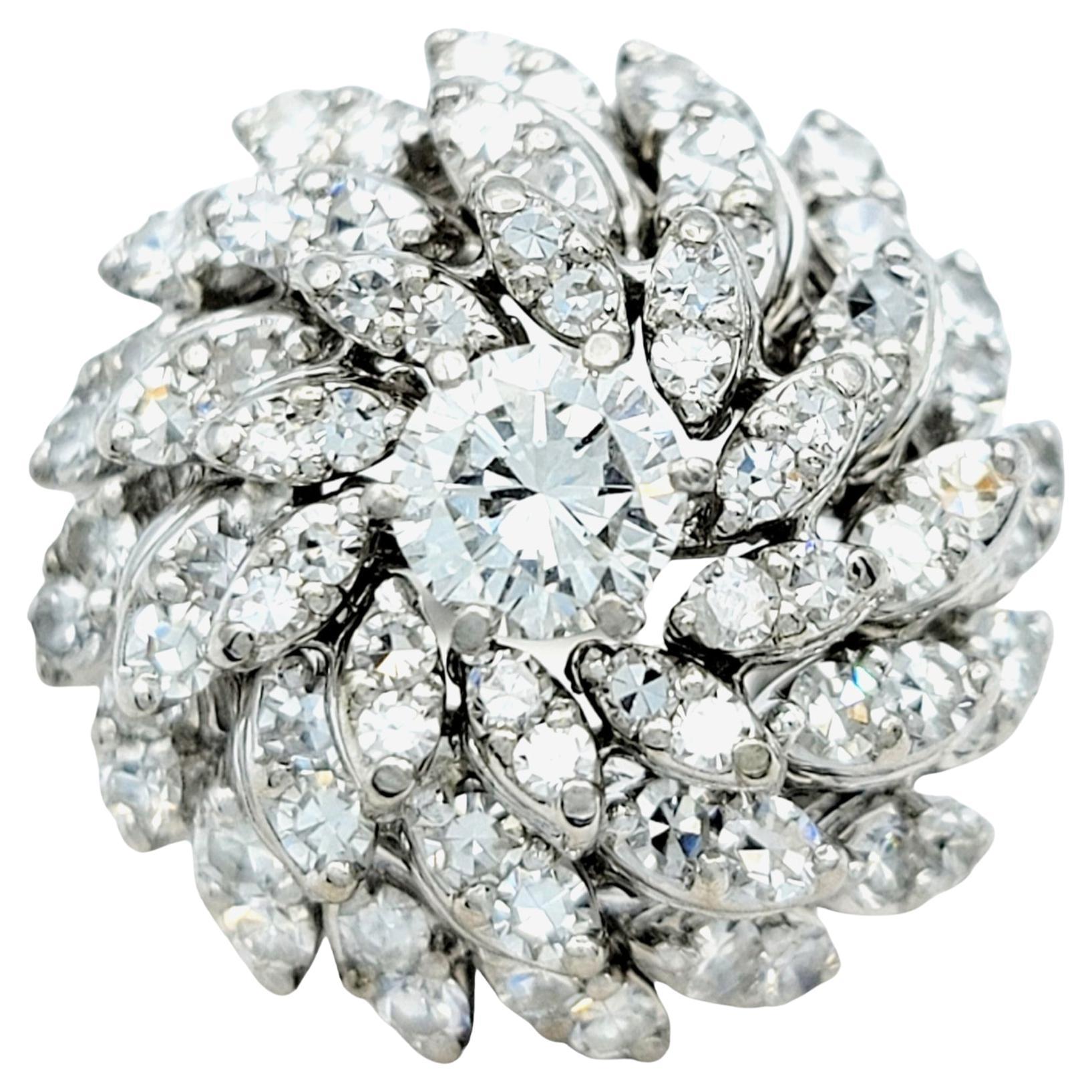 2,76 Karat E-F Diamant Ballerina Dome Cocktail Ring aus 14 Karat Weißgold im Angebot 1