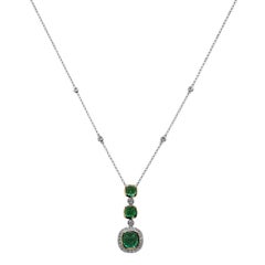 2.76 Carats Emerald and White Diamond White and Yellow Gold Necklace