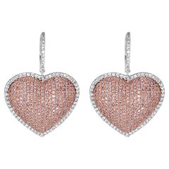 Orecchini in oro rosa e rosa con diamanti bianchi e rosa da 2,76 carati