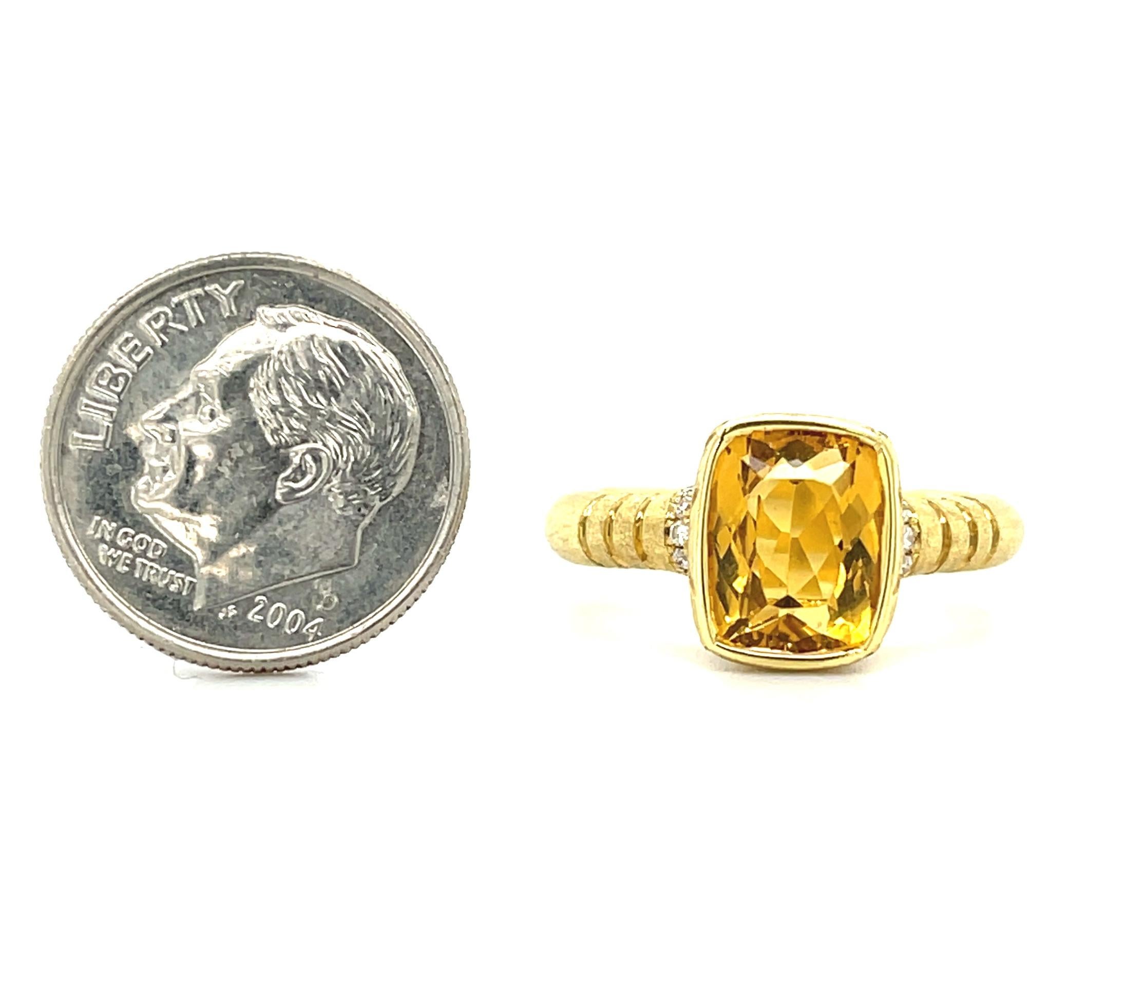  Golden Beryl and Diamond Ring in 18k Yellow Gold, 2.76 Carats For Sale 1