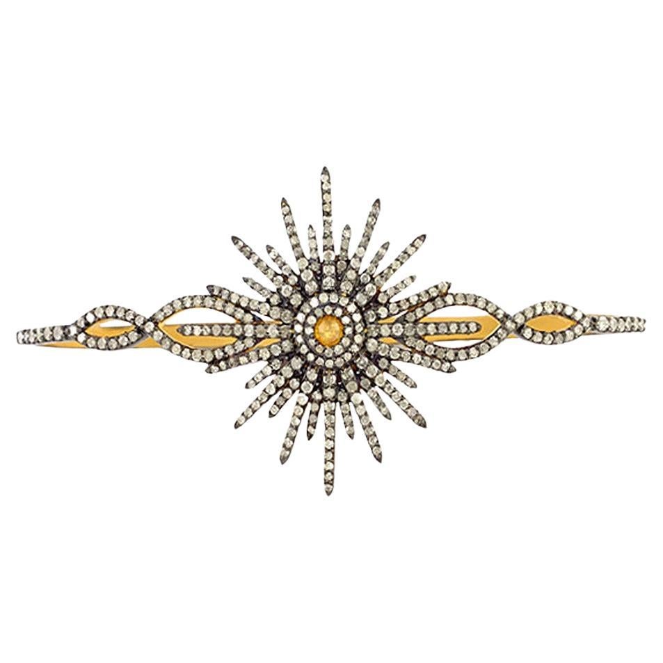2.76 Ct Diamond Palm Bracelet In Sunburst Shape Made In 18k Gold & Silver