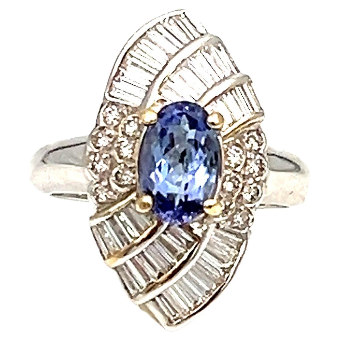 2.76 ct Tanzanite & Diamond Ring For Sale