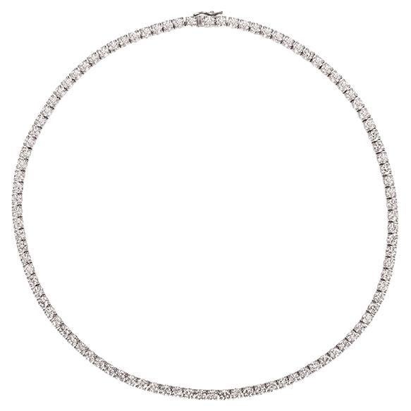 27.60 Carat Natural Diamond Tennis Necklace G SI 14K White Gold 16 inches