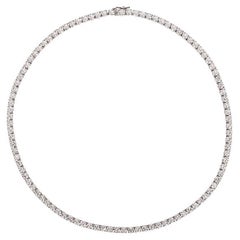 27.60 Carat Natural Diamond Tennis Necklace G SI 14K White Gold 16 inches