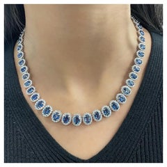 27.60 Ct Natural Sapphire & Diamond Necklace