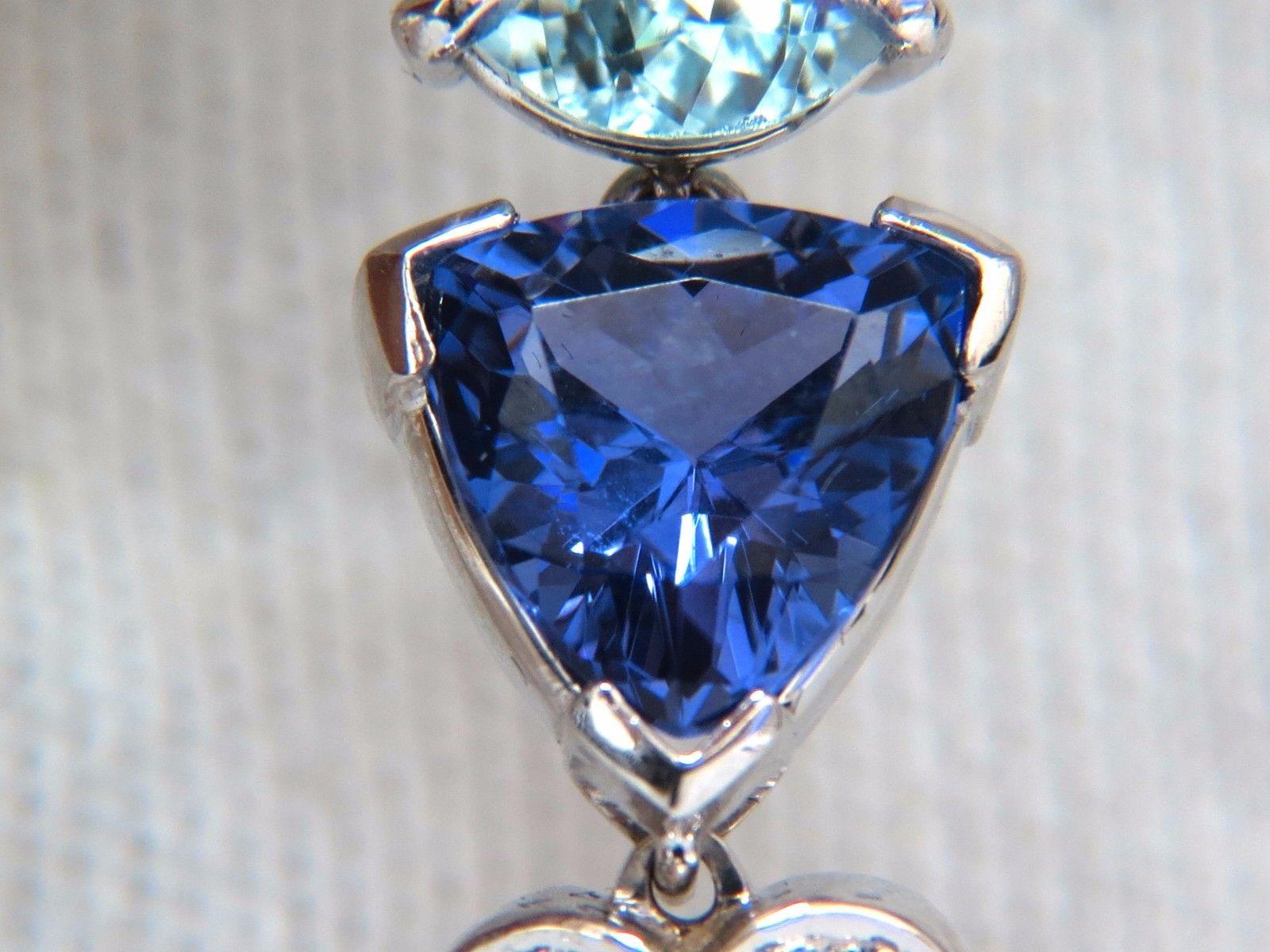 27.60ct natural kunzite tanzanite aquamarine diamonds dangle necklace 14kt 3