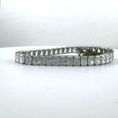27.65 Carat Radiant Cut Tennis Bracelet, Platinum, D–F Color