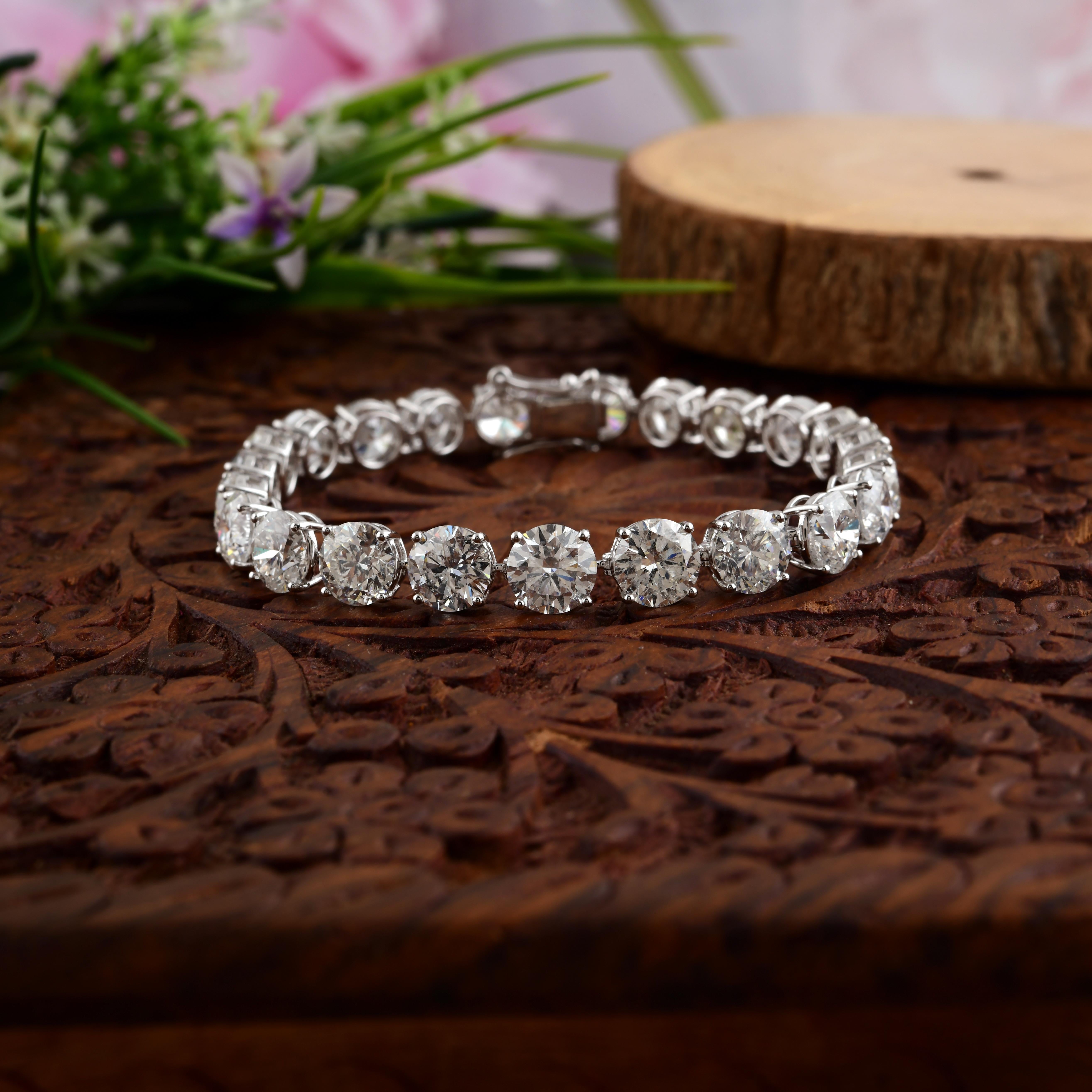 27,66 quilates SI Claridad HI Color Pulsera de diamantes Joyas de oro blanco de 18 quilates en venta 1