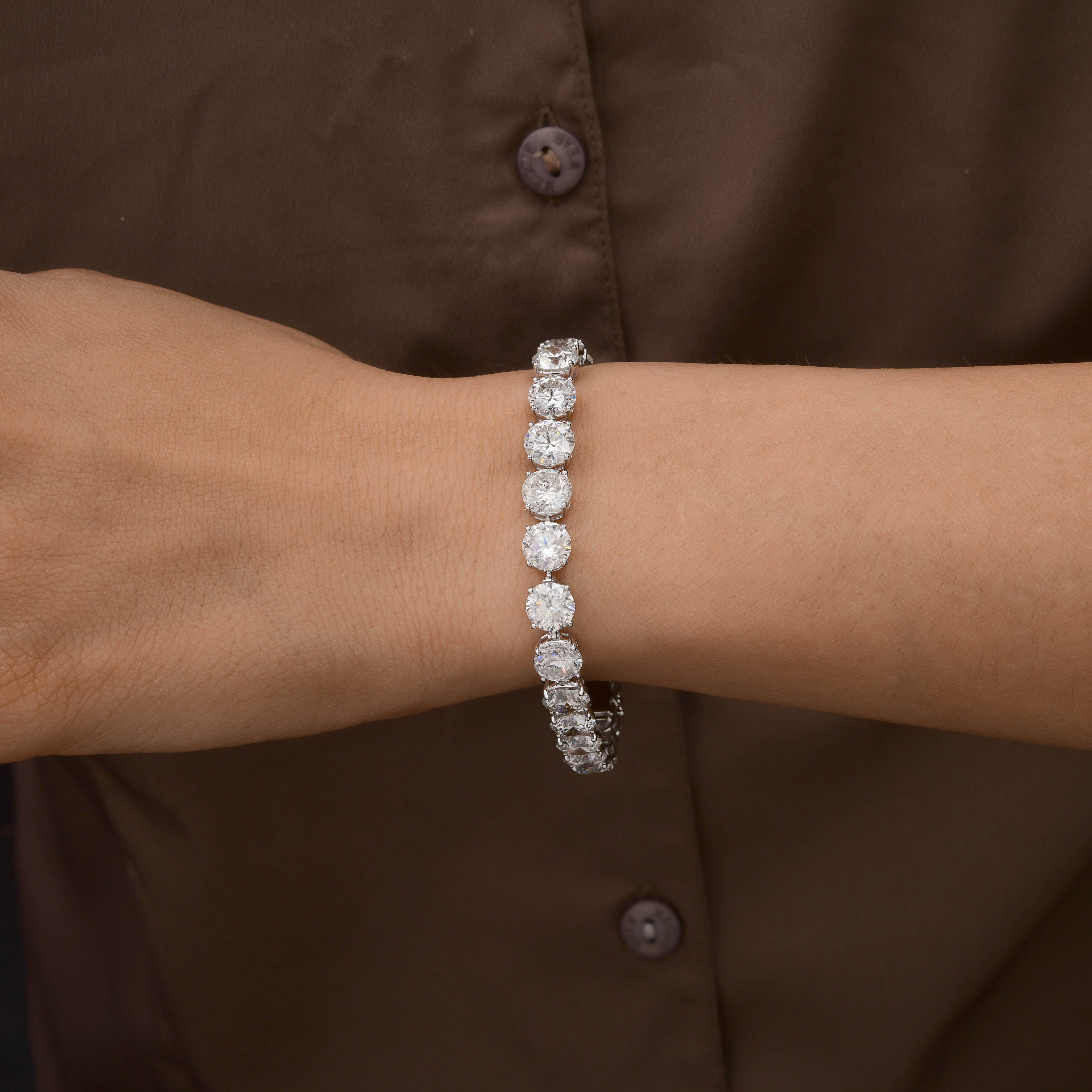 27,66 quilates SI Claridad HI Color Pulsera de diamantes Joyas de oro blanco de 18 quilates en venta 2