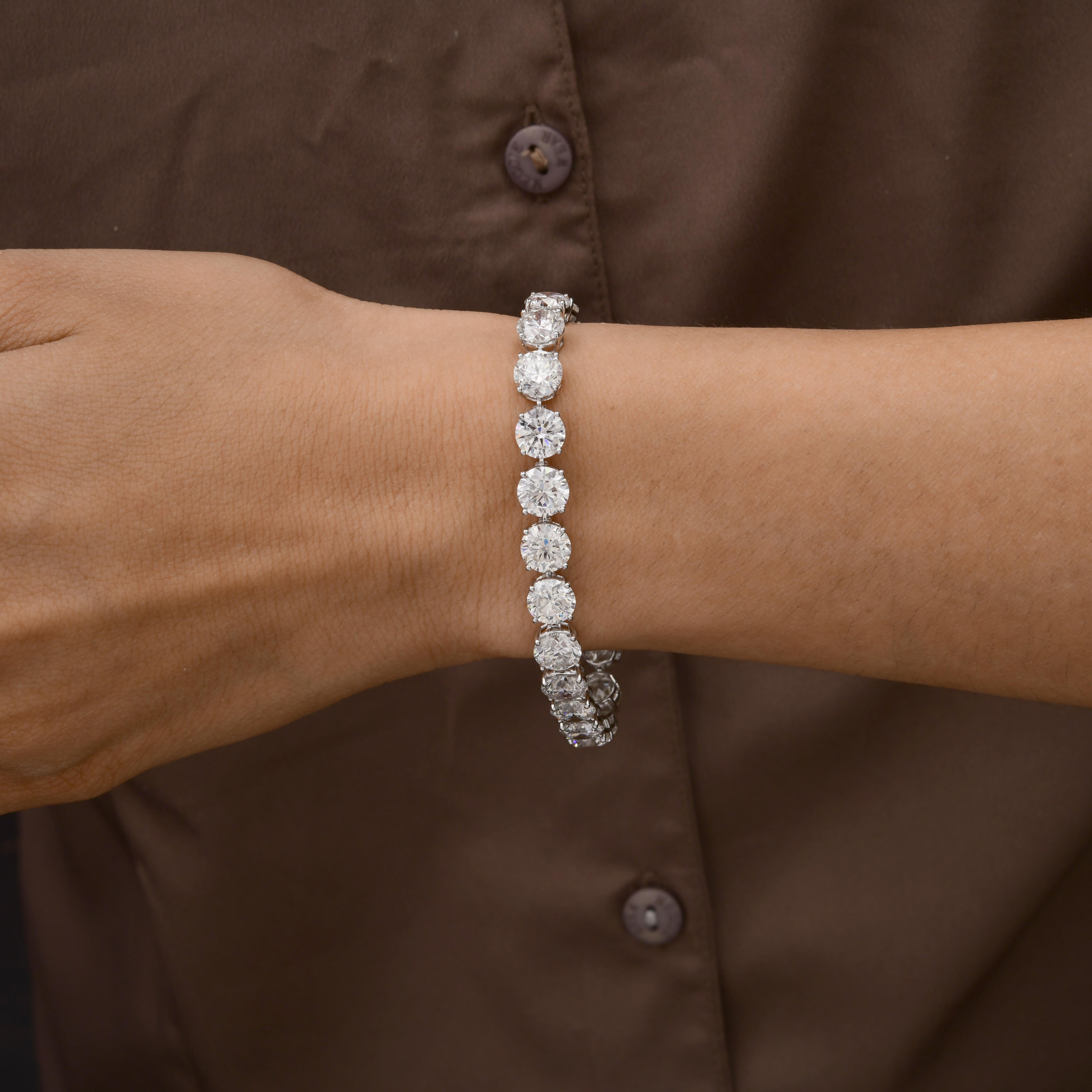 27,66 quilates SI Claridad HI Color Pulsera de diamantes Joyas de oro blanco de 18 quilates en venta 3