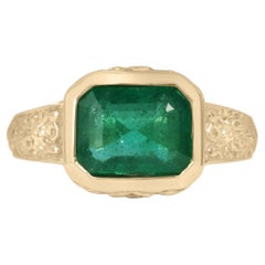 2,76 Karat 14K Smaragd Floral East to West Cut Lush Grüner Goldring