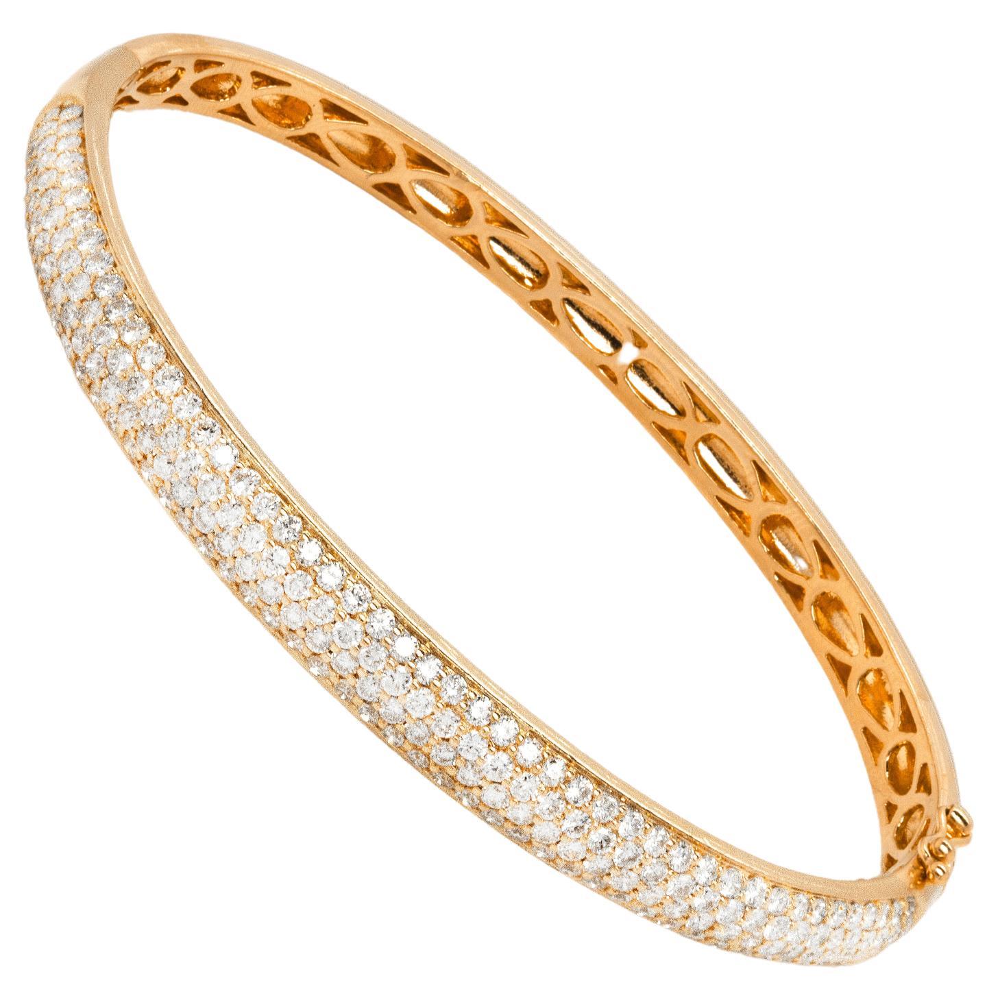 2.76ct Diamond and 18 Carat Yellow Gold Bangle Bracelet