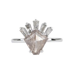 2.76ct Kite Shape Diamond with Half Halo Engagement Ring 14k White Gold AD2020-1