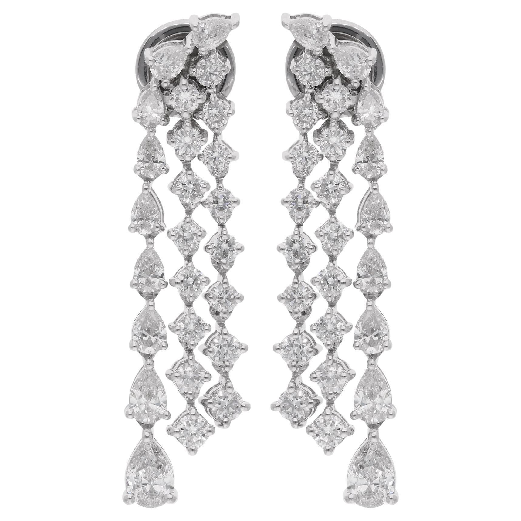 Orecchini a goccia con diamante naturale da 2,76 carati SI/H Oro bianco 14k Gioielli di pregio