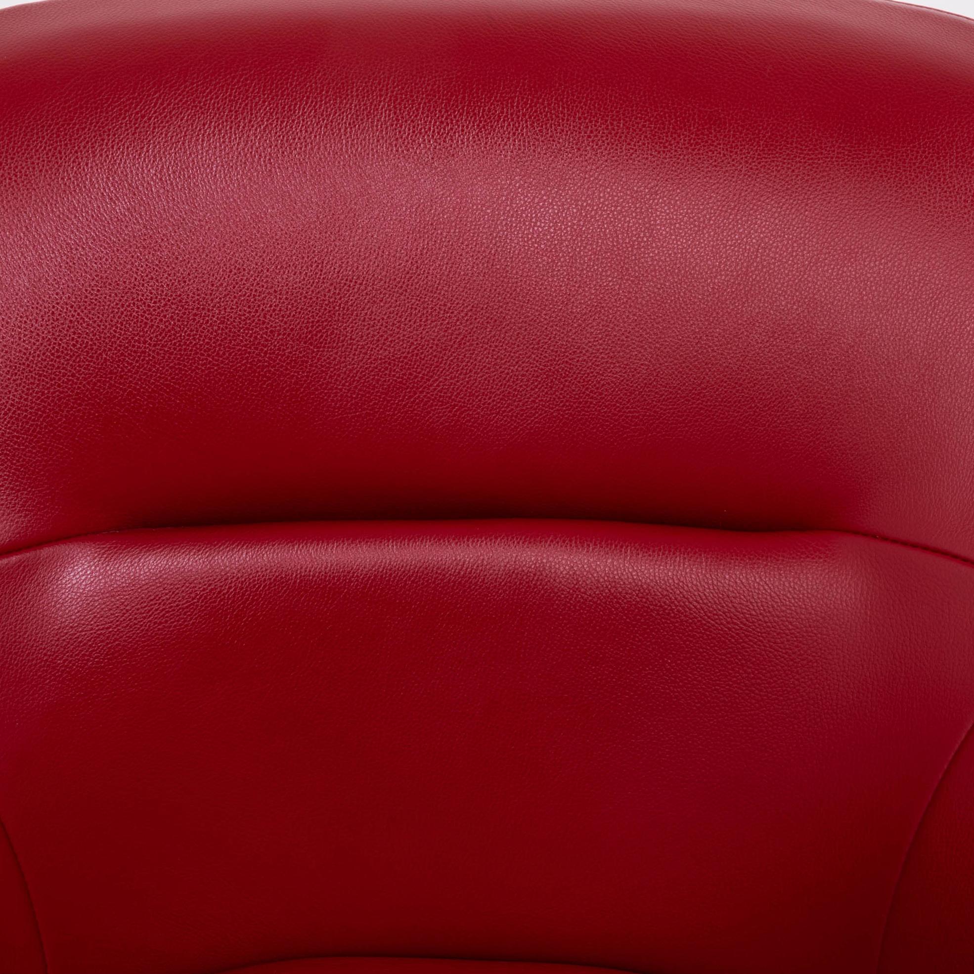 Cassina by Jean-Marie Massaud, 277 Auckland Red Leather Lounge Swivel Chair 2