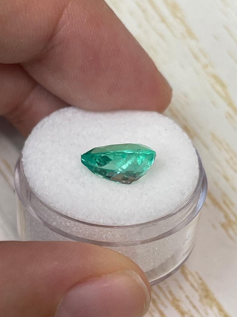 2.77 Carat 11x8 Bubbly Colombian Emerald - Pear-Cut May Birthstone Loose Gem In New Condition For Sale In Jupiter, FL